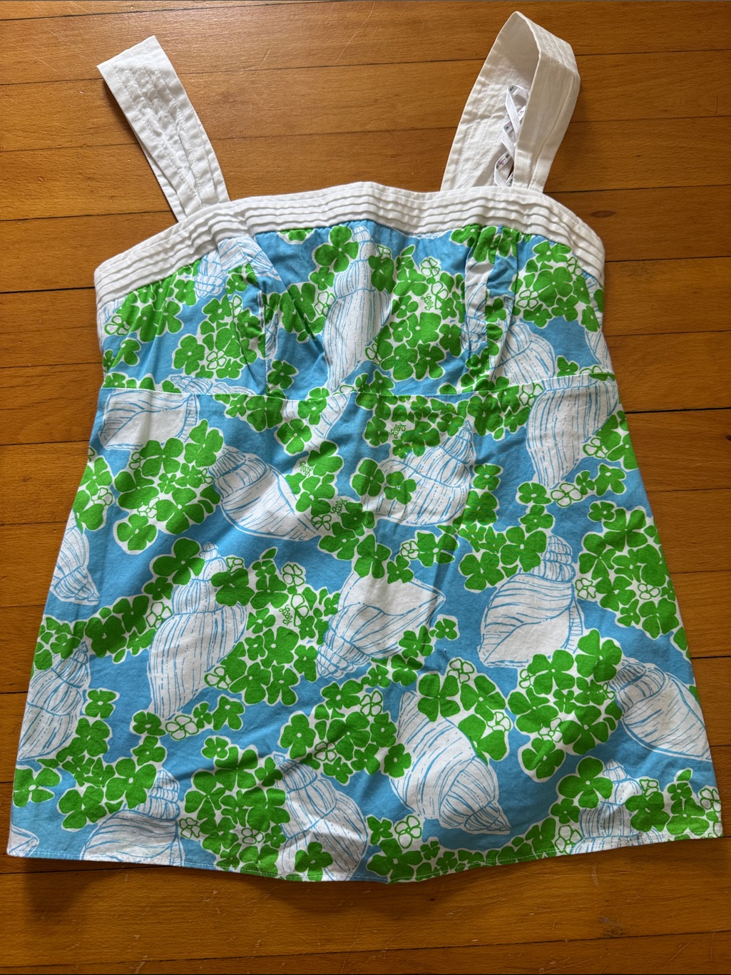Lilly Pulitzer Blue, Green & White Shell-Print Sundress Top